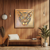 Geometric Leopard Head - Wood Wall Art Panel
