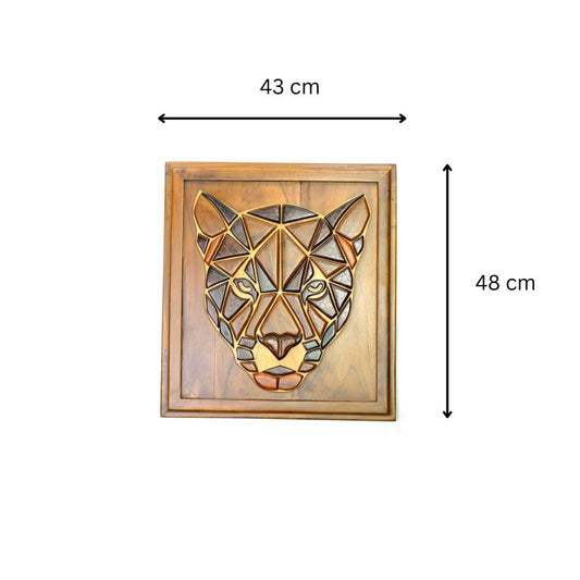 Geometric Leopard Head - Wood Wall Art Panel