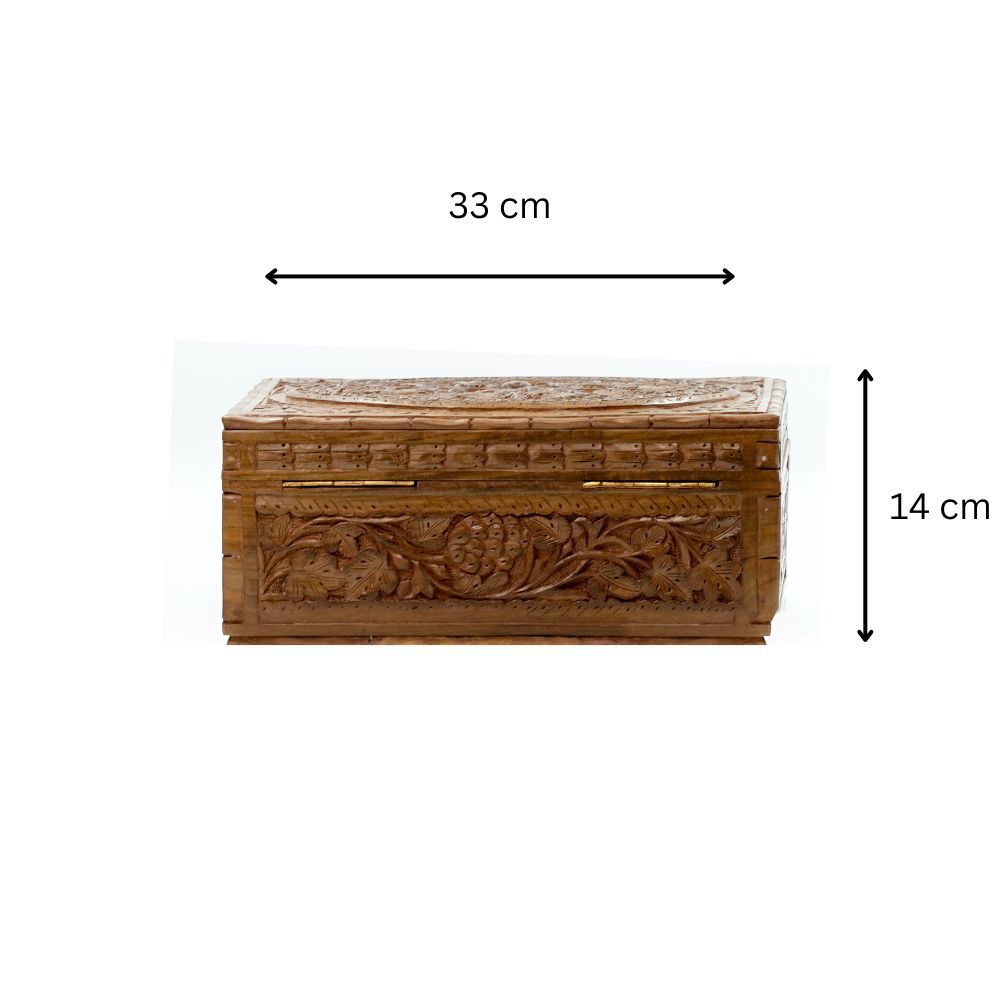 Heritage" Hand-Carved Walnut Jewelry Box.