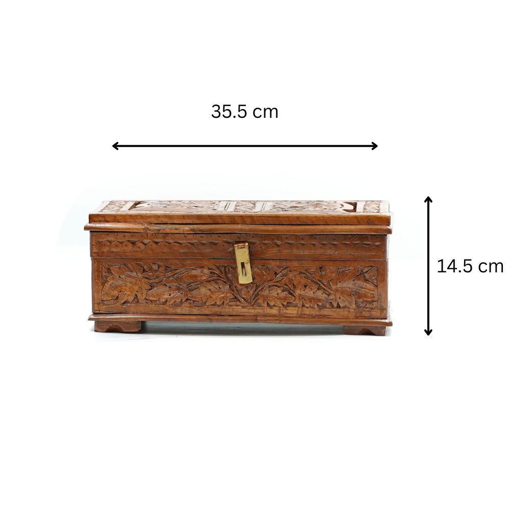 Hand-Carved Walnut Wood Holy Book Stand cum Storage Box