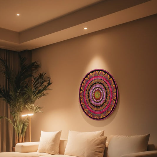 The Rose Quartz Radiance: Handcrafted Magenta Dot-Painted Mandala Plaque