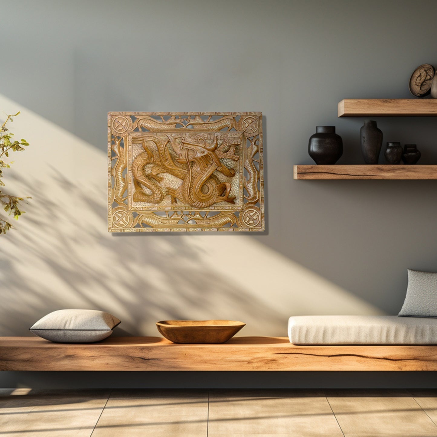 Mythical Dragon - Wood Art Wall Frame