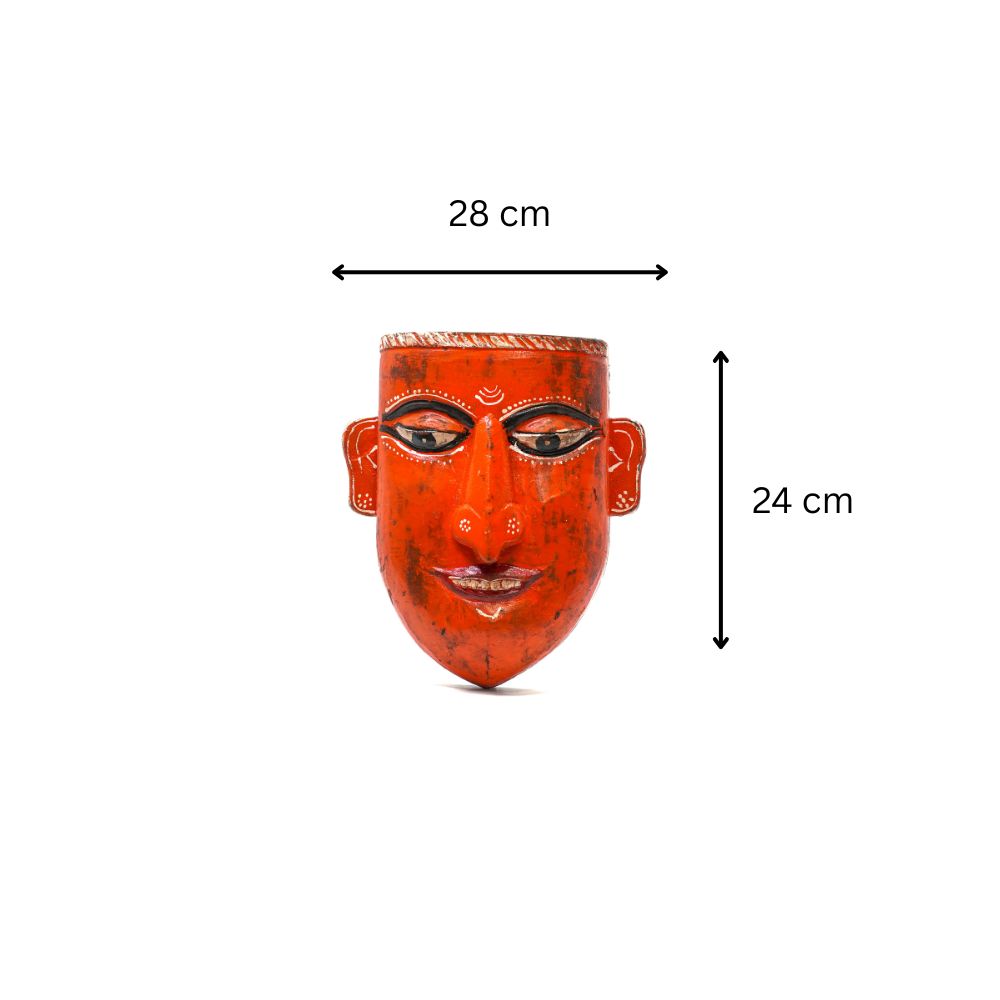 Traditional Orange Mukhat Face - Wall Art Decor