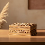 Hand-carved walnut wooden jewelry box