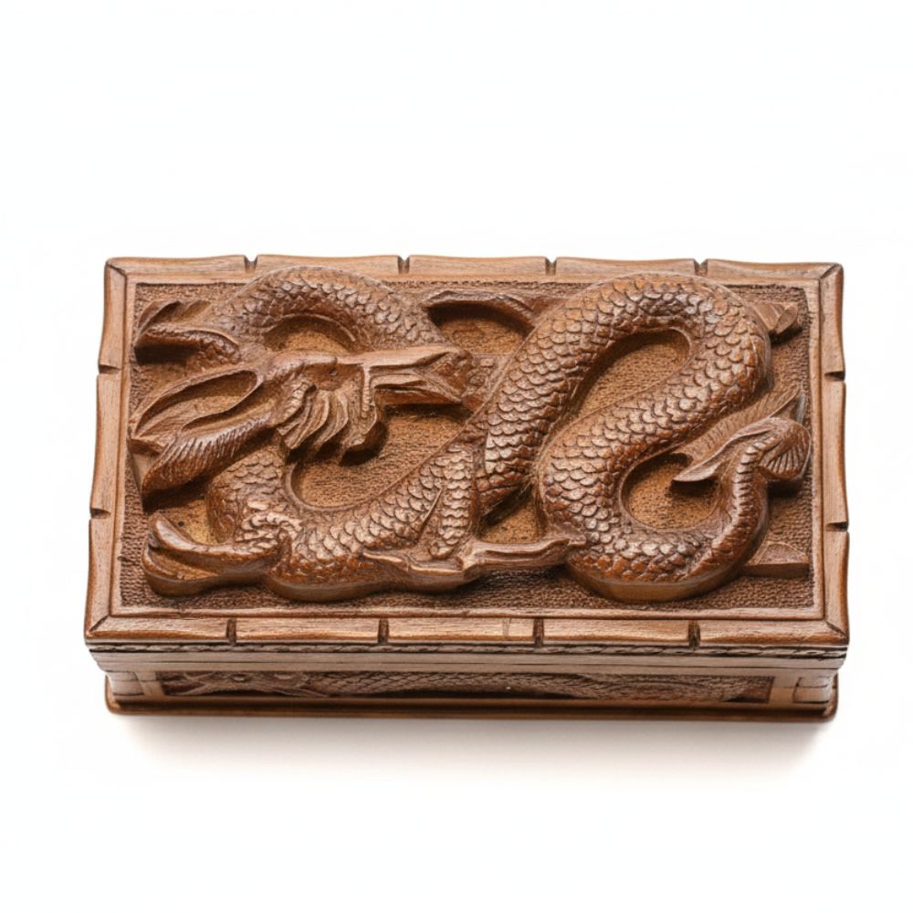 Eternal Flame Dragon Chest- Decorative Wooden Box
