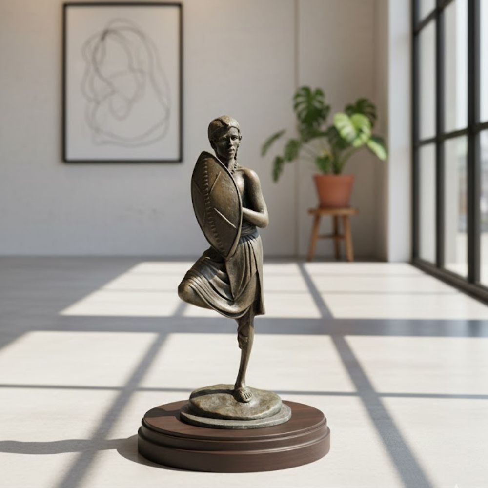 African Carved Wood Warrior Figure