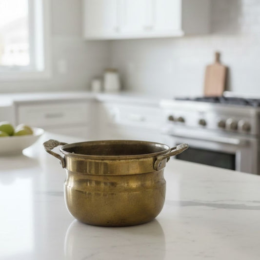 Petite Antique Patinated Copper Handled Bowl