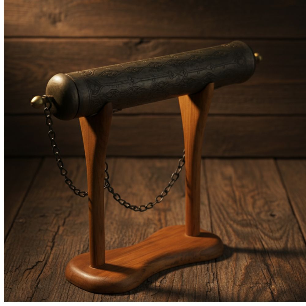 Vintage Middle Eastern Copper Powder Flask with Stand | Handcrafted with Ornate Detailing