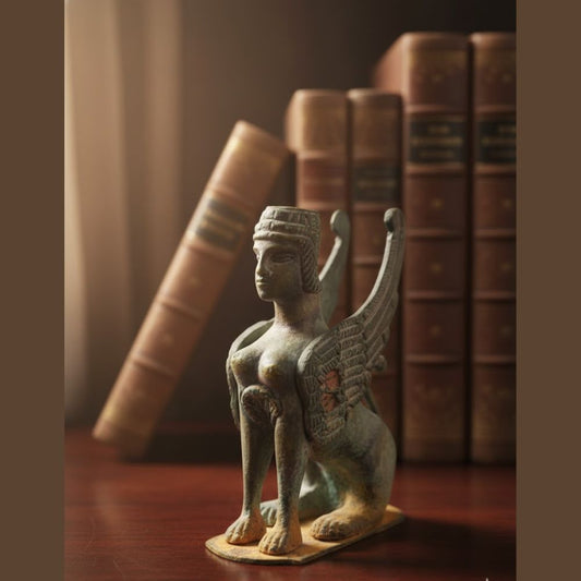 Antique Copper Winged Sphinx Figurine
