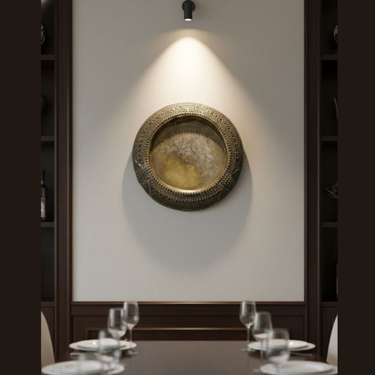 Antique Ornate Copper Circular Frame with Filigree