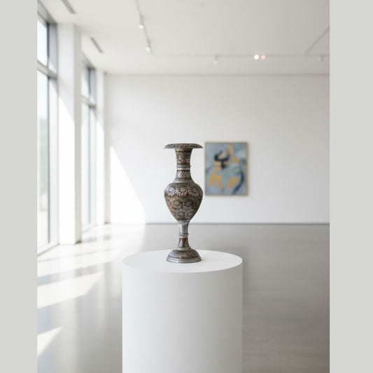 The Historic Syrian Inlaid White Brass Vase