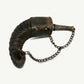 Vintage Handcrafted Horn Powder Flask | Tribal Middle Eastern Gunpowder Container with Metal Detailing