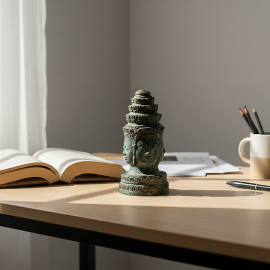 Vintage Ancient Handcrafted Four-Faced Buddha Copper Sculpture