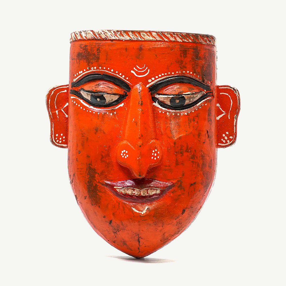 Traditional Orange Mukhat Face - Wall Art Decor