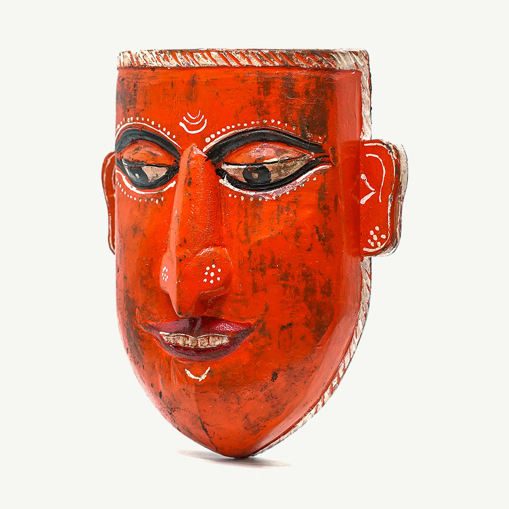 Traditional Orange Mukhat Face - Wall Art Decor