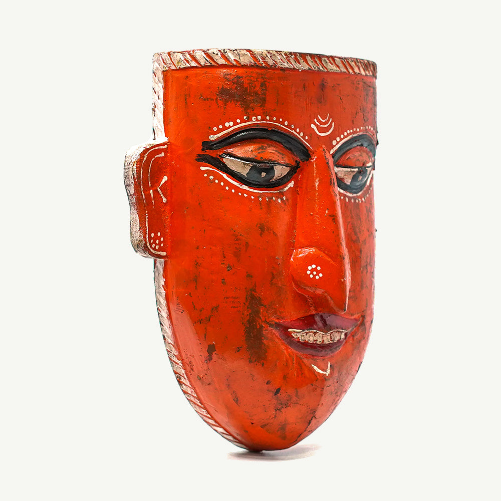 Traditional Orange Mukhat Face - Wall Art Decor