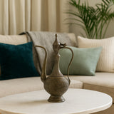 Vintage Middle Eastern Copper Ewer | Hand-Engraved Islamic Calligraphy & Arabesque Motifs