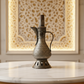 Vintage Hand-Engraved Copper Ewer with Stand | Middle Eastern Islamic Calligraphy & Arabesque Motifs